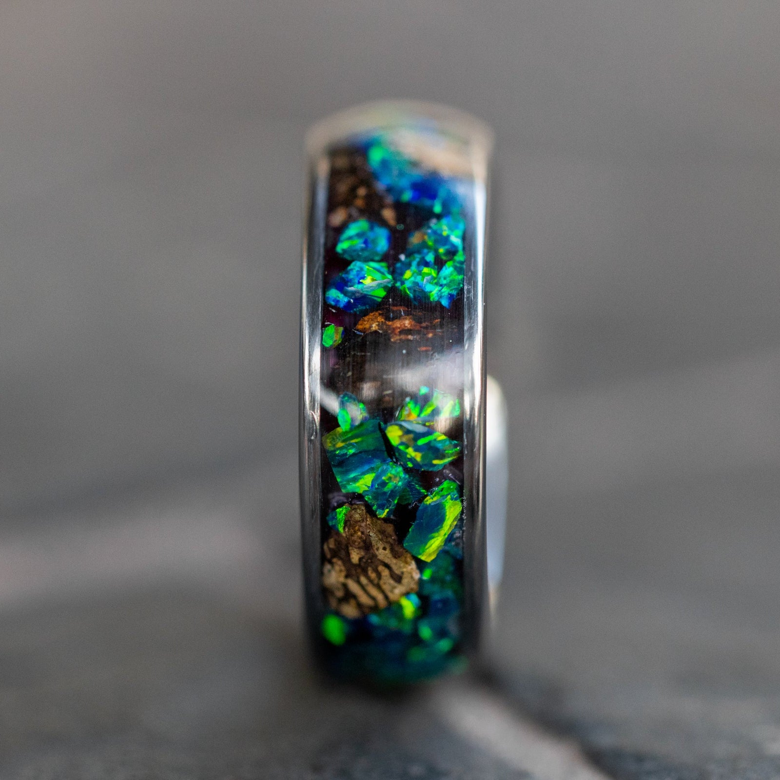 unique-trex-fossil-large-pieces-blue-green-opal-mens-wedding-band-tungsten
