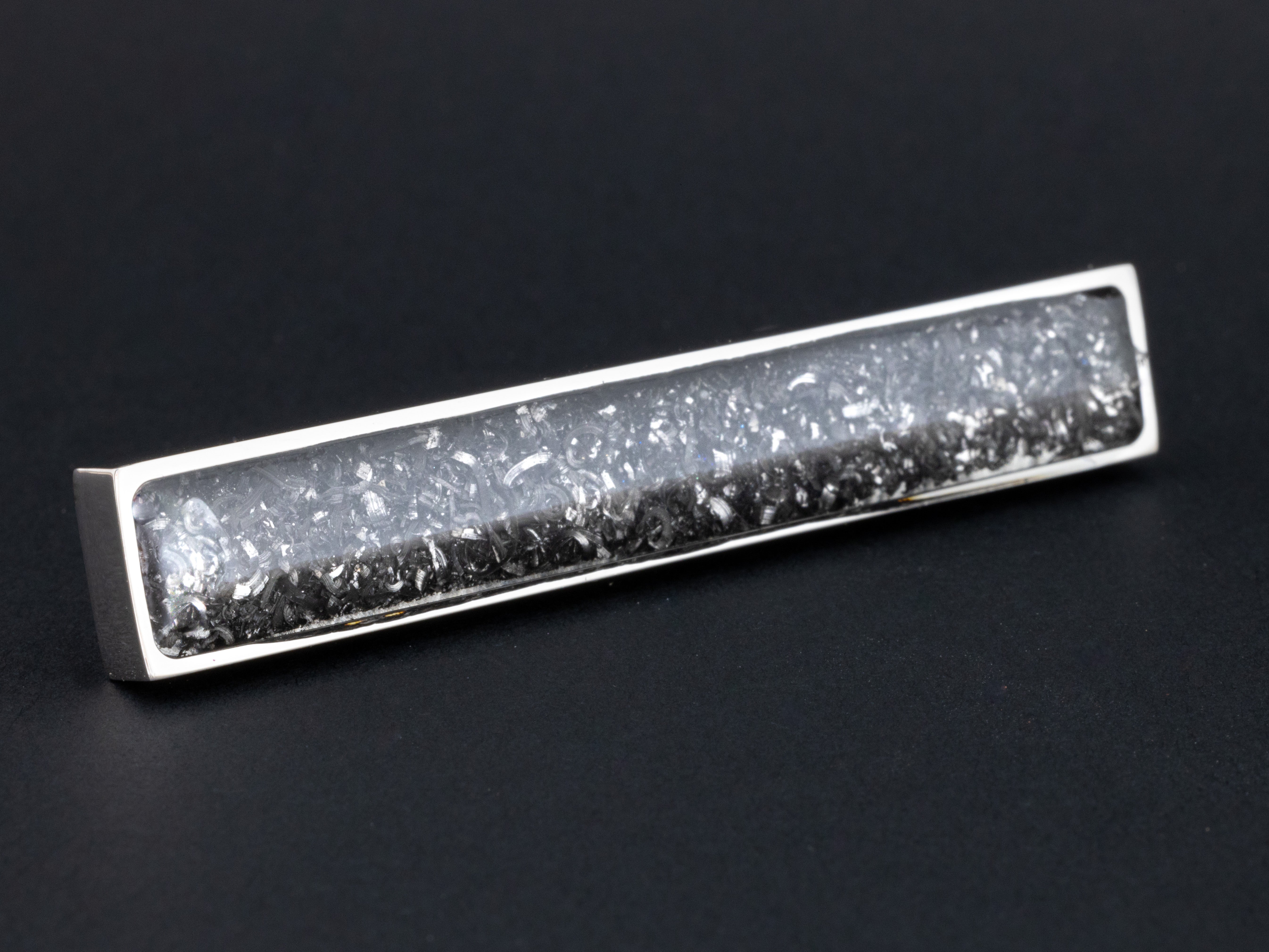 Meteorite Tie Clip authentic silver-tone stainless steel mens tie clip with Campo Del Cielo meteorite inlay