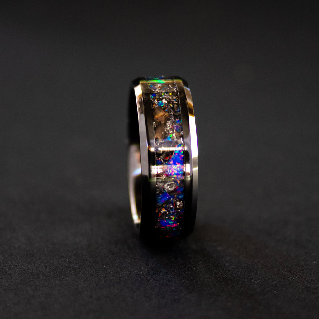 Midnight Rex | T-Rex Fossil & Meteorite Midnight Opal Ring